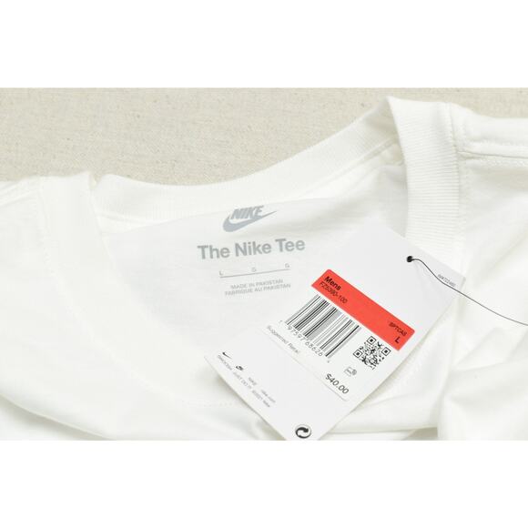 NEW Nike Men's The Nike Tee Regular Size L White Long Sleeve T-Shirt - Picture 4 of 8